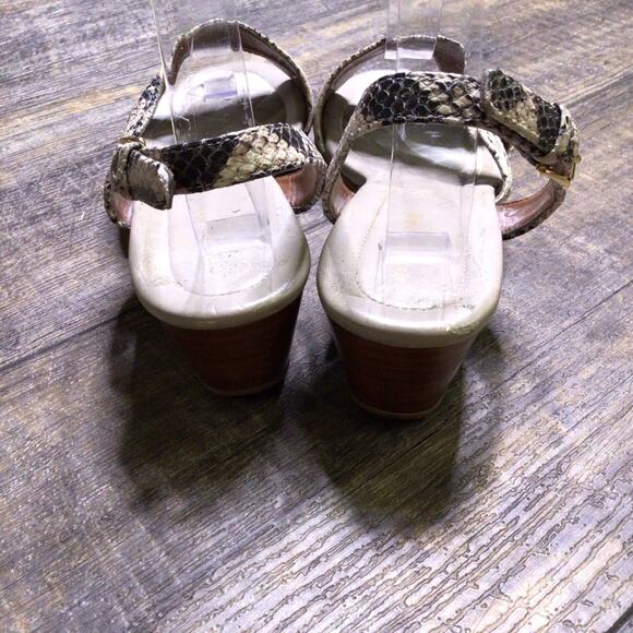 Cole Haan Snakeskin Ankle Wrap Wedge Sandal Size 7 - Picture 3 of 6